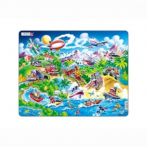 Обучающий пазл - Машины, корабли, поезда, самолеты, 18 деталей (Larsen, NM7k)